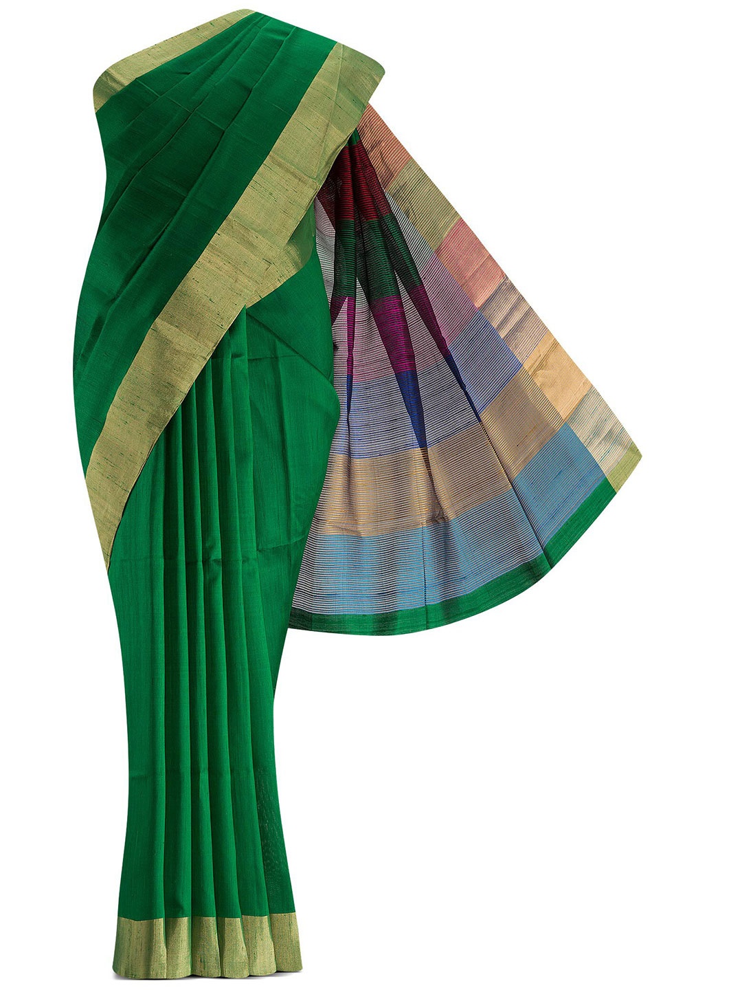 

Nalli Next Rust & Gold-Toned Zari Saree, Green
