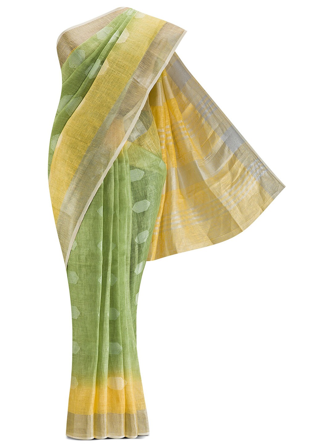 

Nalli Next Green & Yellow Woven Design Pure Cotton Saree