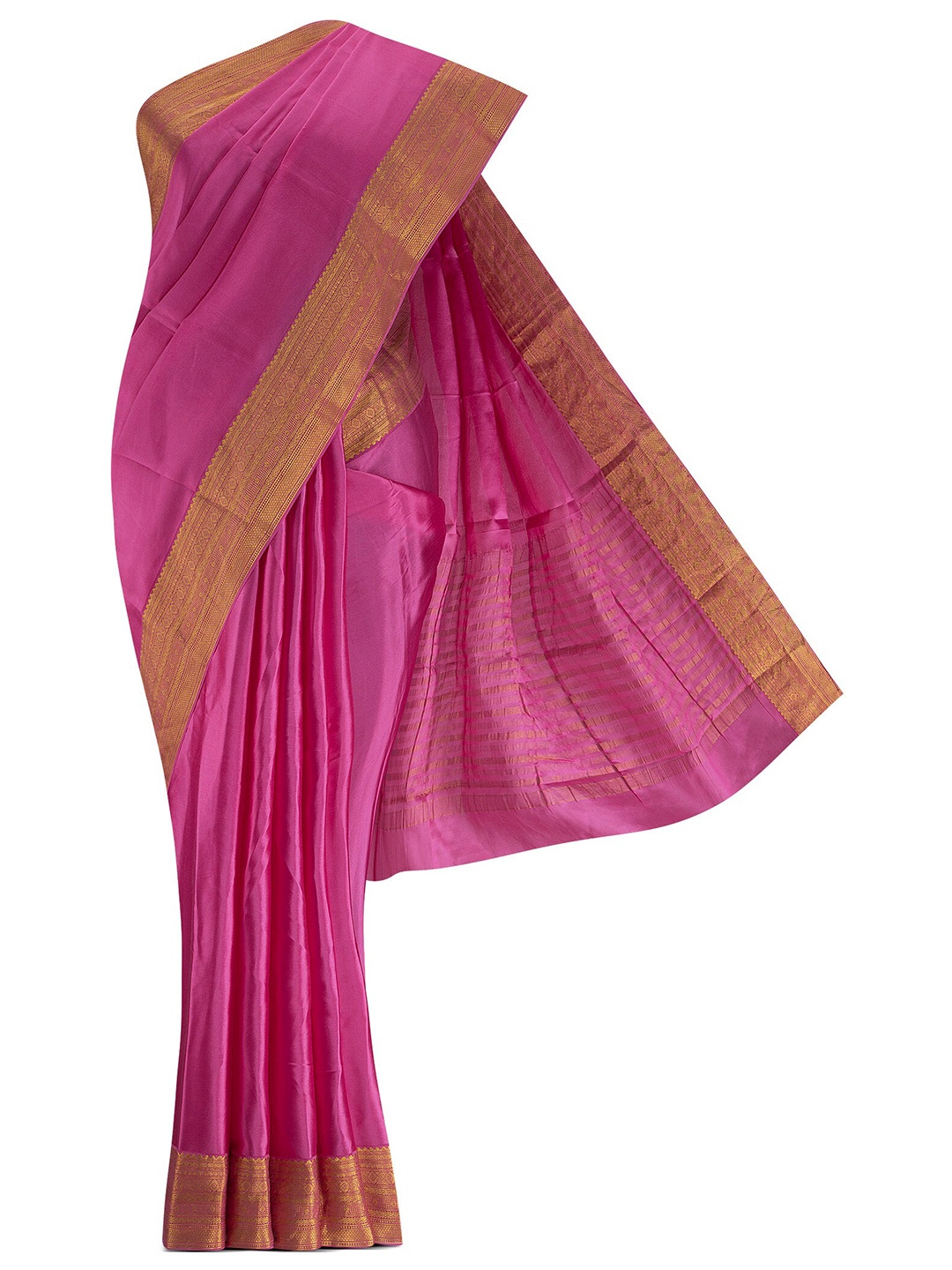 

Nalli Silk Sarees Pink & Gold Woven Design Zari Silk Blend Saree