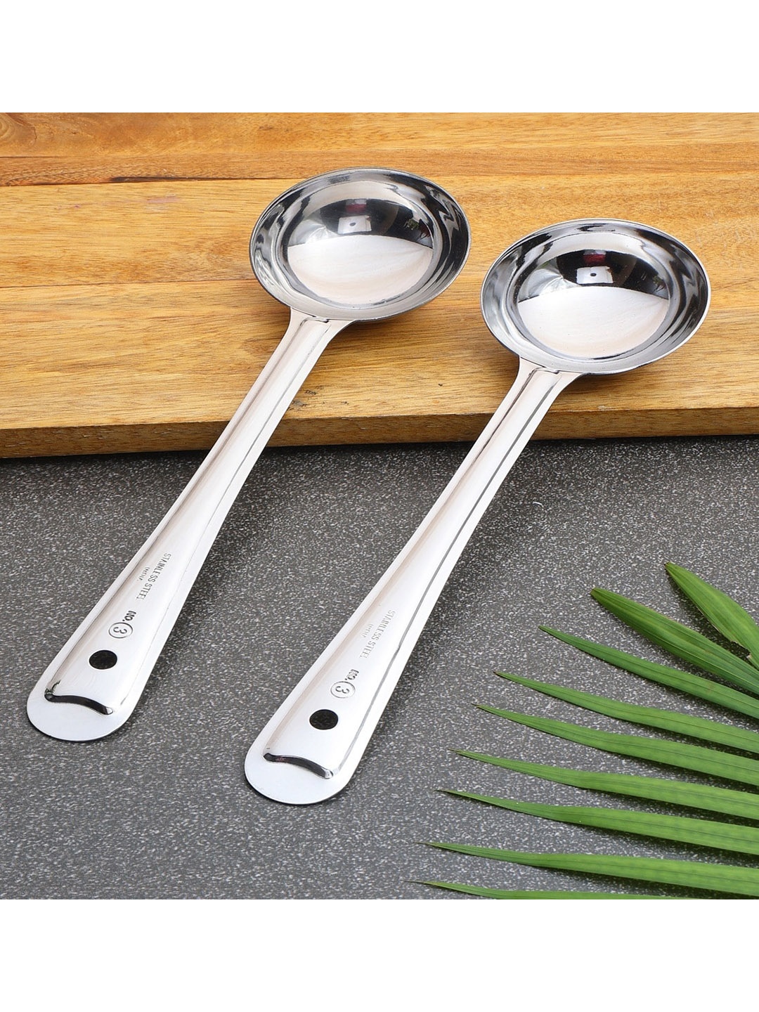 

ZEVORA Set Of 2 Silver-Colored Solid Stainless Steel Serving Spoon