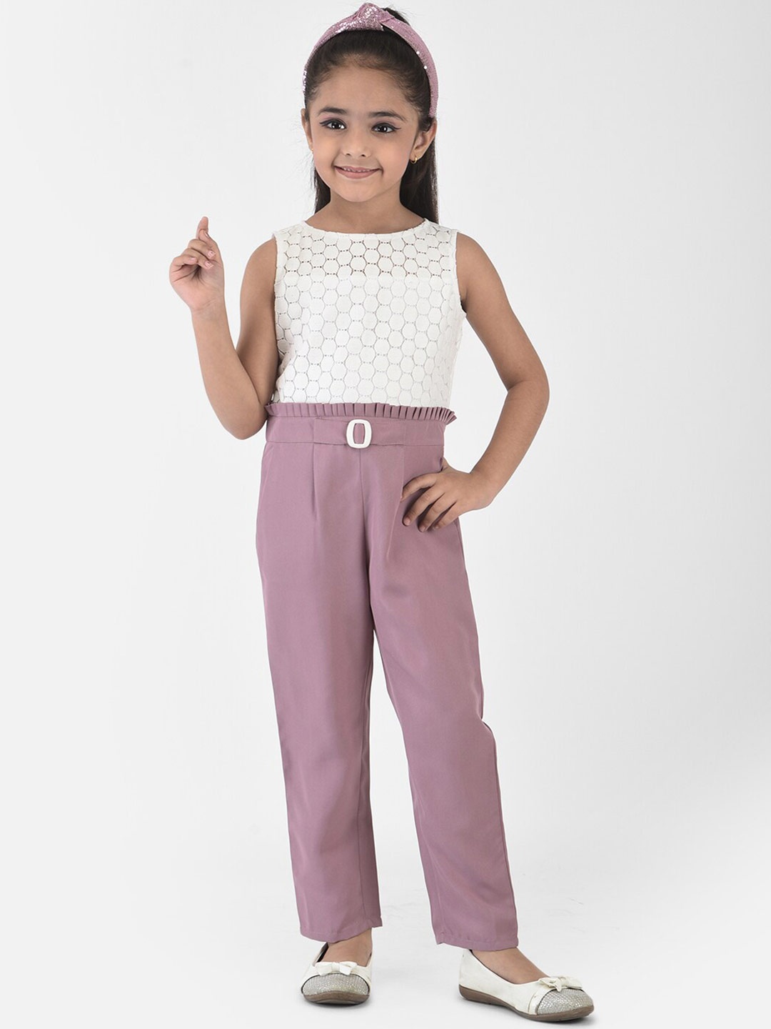 

Eavan Girls Pink & White Basic Jumpsuit