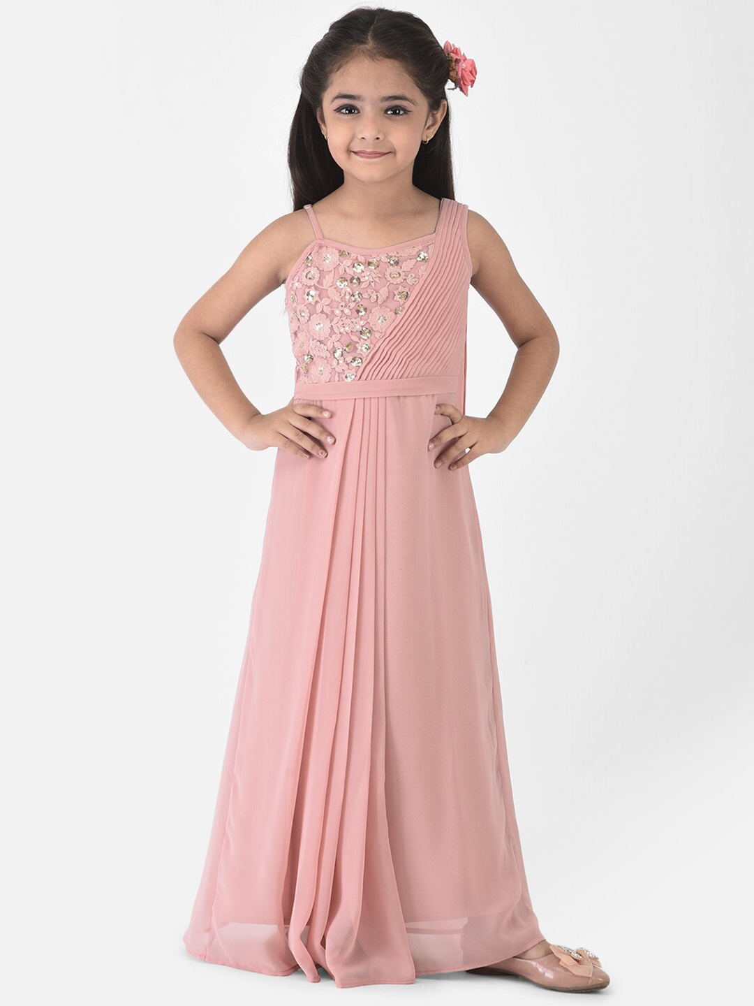 

Eavan Peach-Coloured Embellished Georgette Maxi Dress