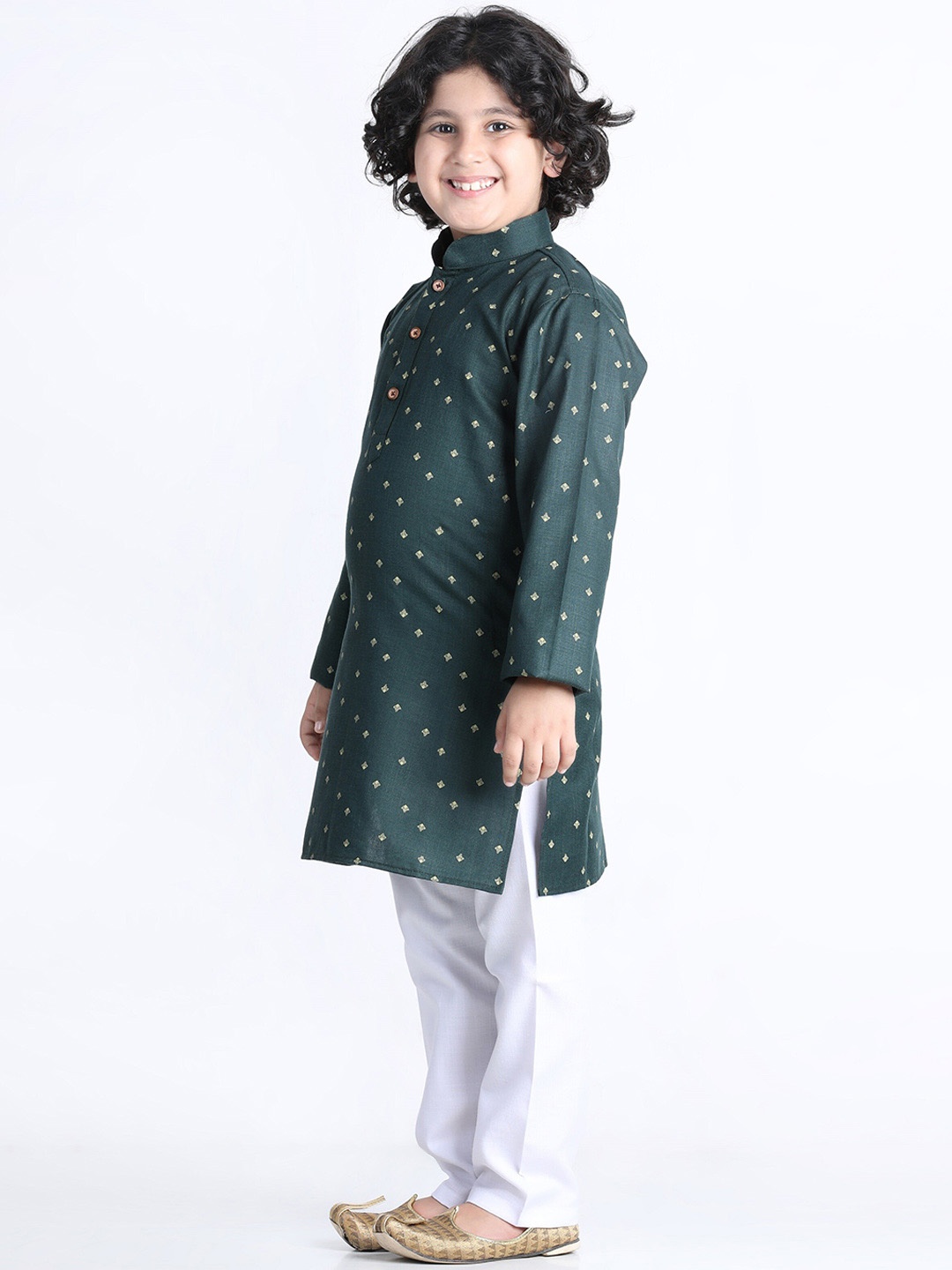 

Kidling Boys Green Printed Kurta with Pyjamas