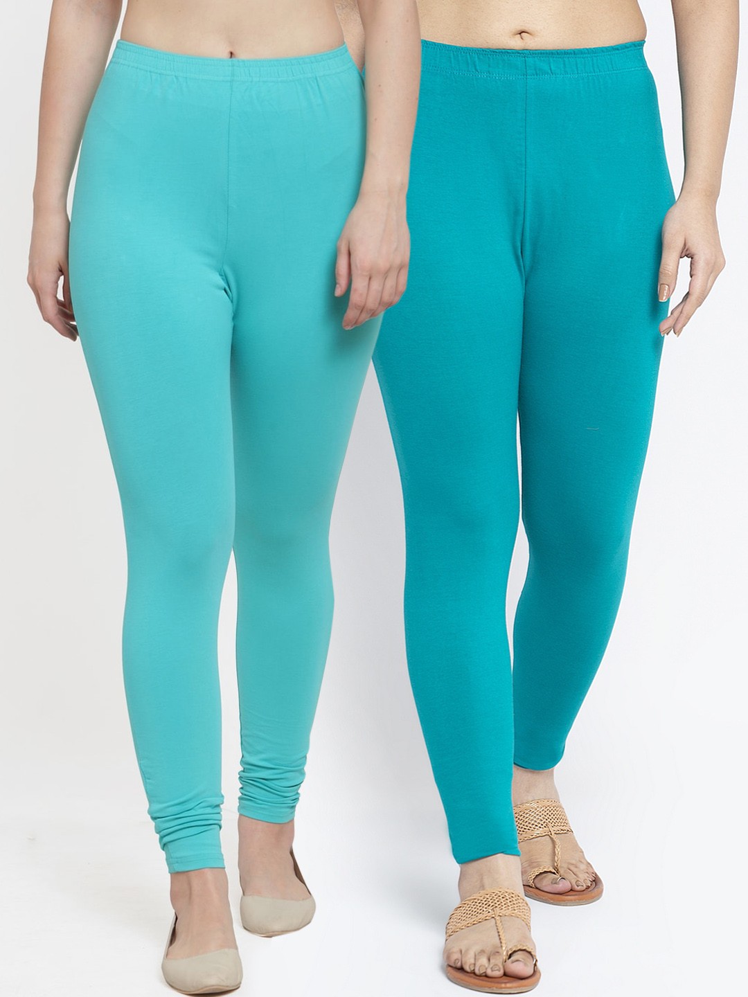 

Jinfo Women Pack Of 2 Solid Ankle-Length Leggings, Green