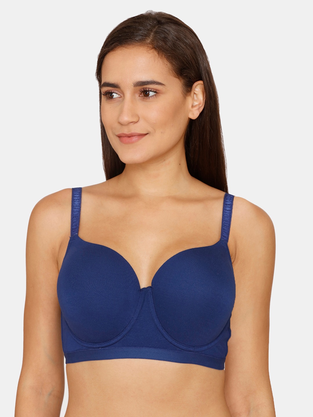 

Zivame Blue Underwired Heavily Padded 100% Cotton T-Shirt Bra