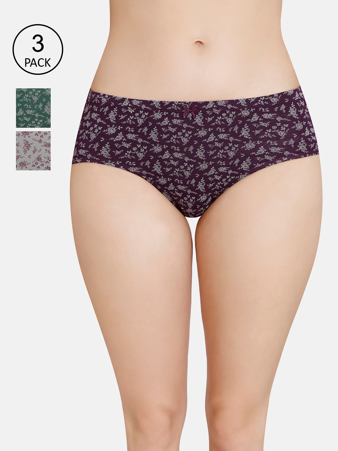 

Amante Women Printed Pack of 3 Mid Rise Hipster Brief - PPK43105, Purple
