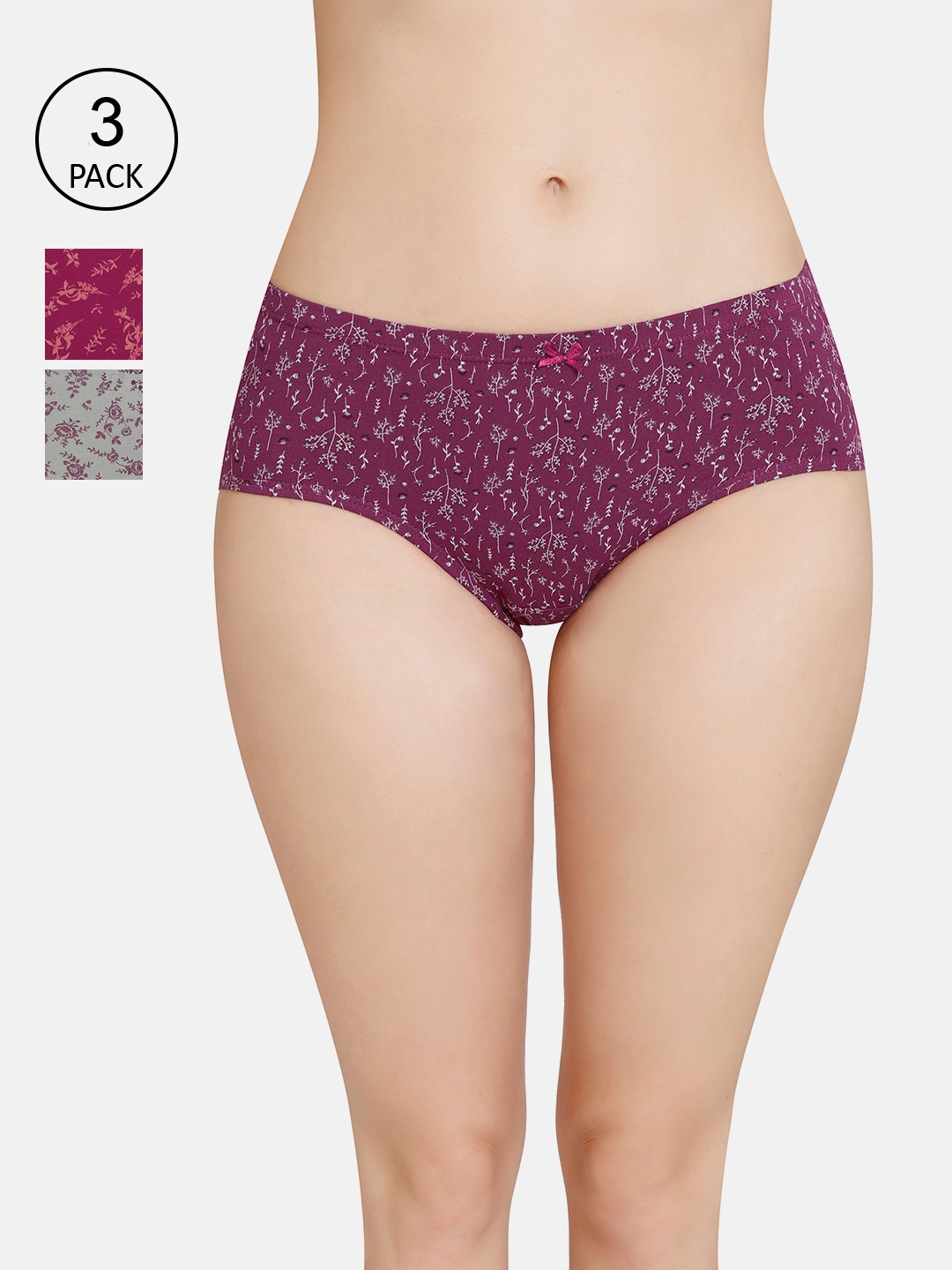 

Amante Women Printed Pack of 3 Mid Rise Hipster Brief - PPK43105, Purple