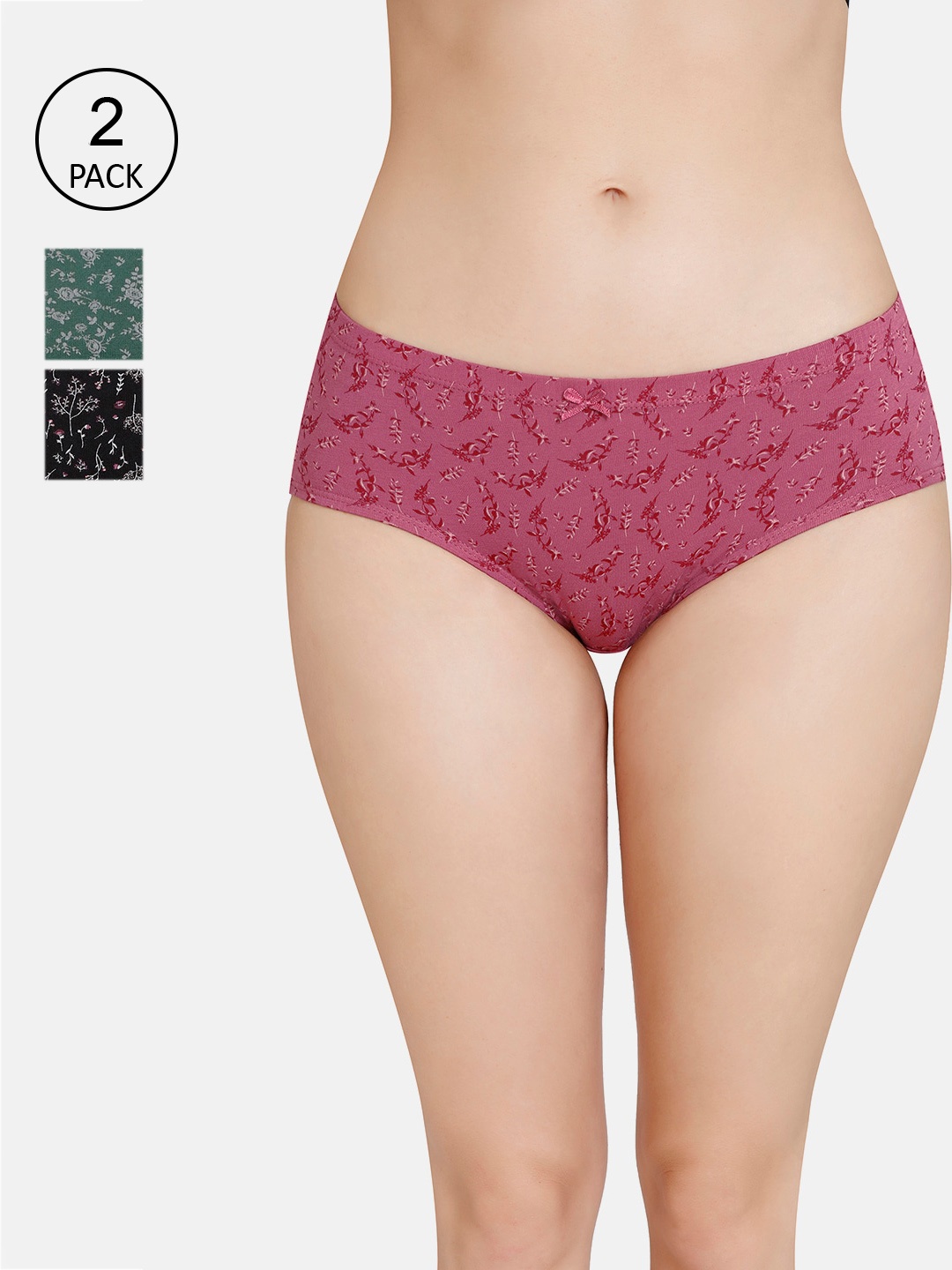 

Amante Women Pack Of 3 Printed Mid-Rise Hipster Briefs, Pink