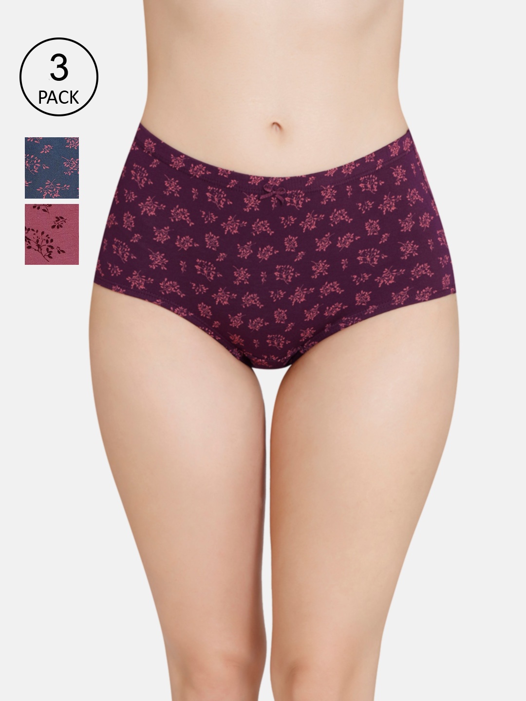 

Amante Women Printed Pack of 3 High Rise High Waist Basic Briefs- PPK53105, Pink