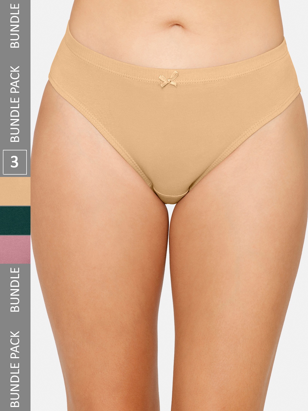 

Amante Women Pack of 3 Solid Mid Rise Bikini Brief - PPK33005, Beige