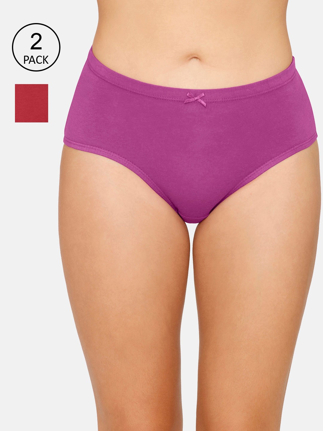 

Amante Women Pack Of 2 Solid Mid-Rise Hipster Briefs, Red