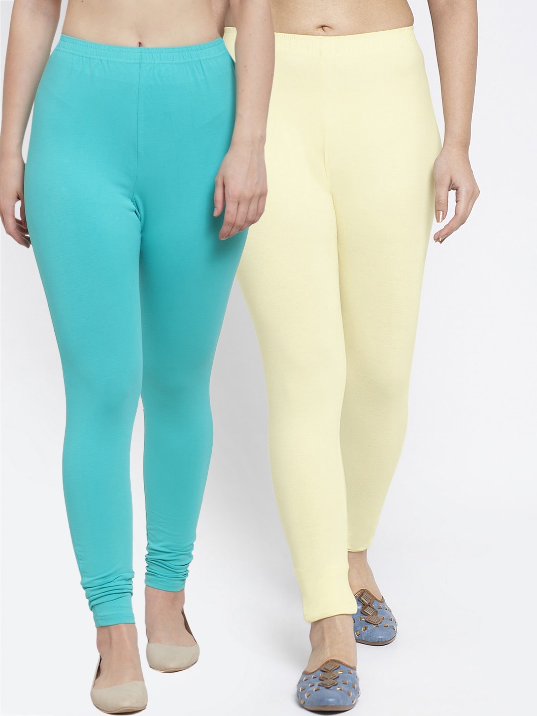 

GRACIT Women Pack Of 2 Solid Ankle-Length Leggings, Green