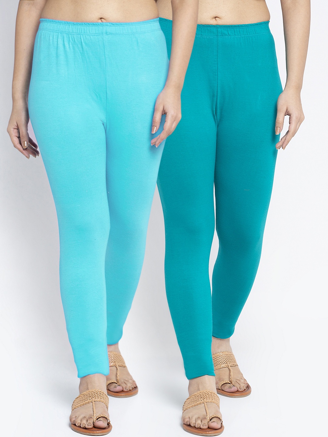 

GRACIT Women Pack Of 2 Solid Ankle-Length Leggings, Blue