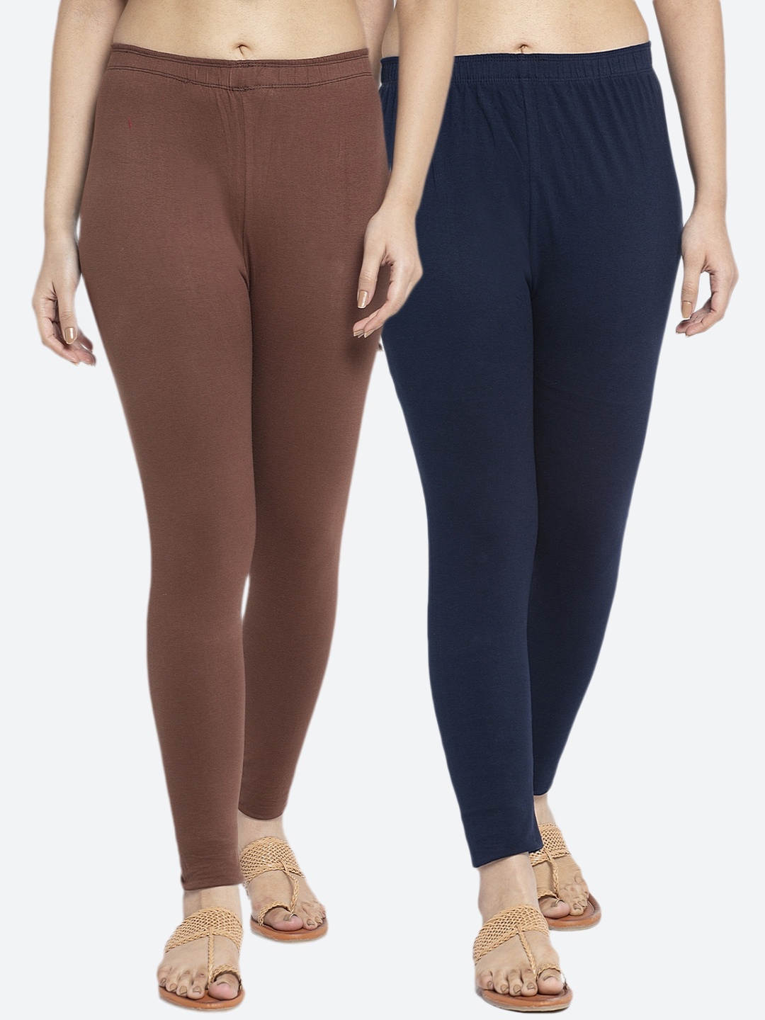 

GRACIT Women Pack of 2 Solid Leggings, Navy blue