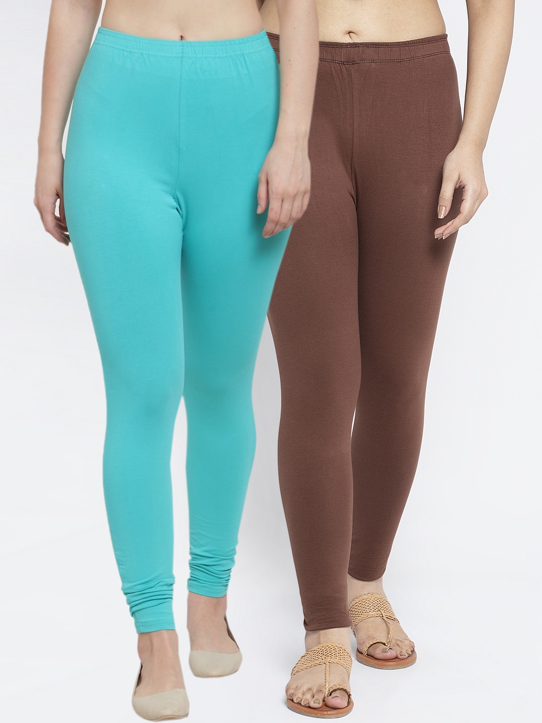 

GRACIT Women Pack Of 2 Solid Ankle-Length Leggings, Brown