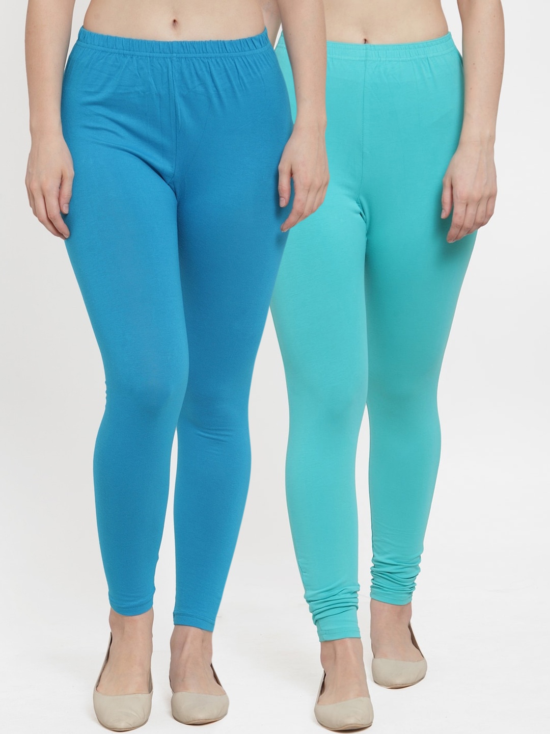 

GRACIT Women Pack Of 2 Solid Ankle-Length Leggings, Blue