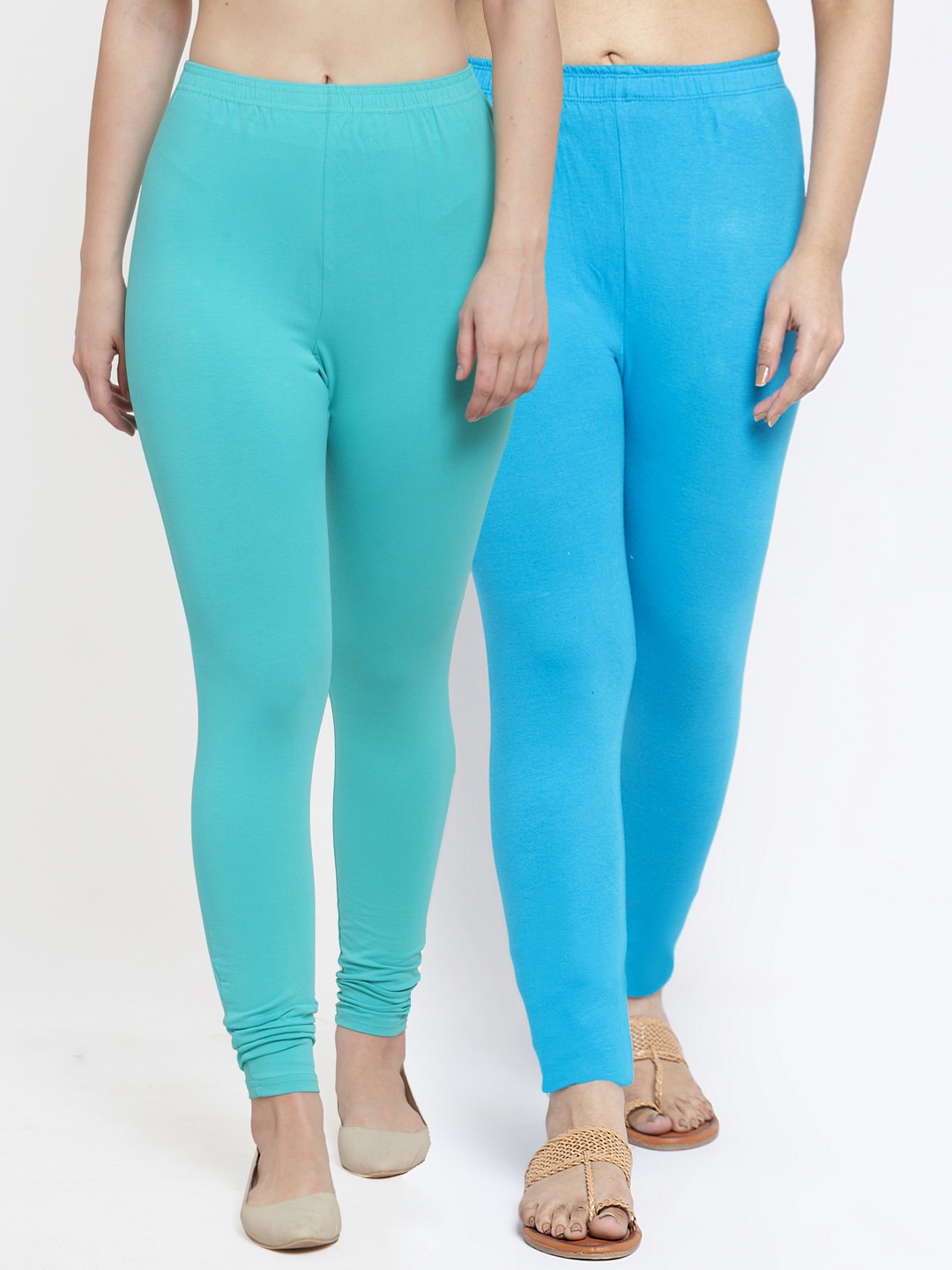 

GRACIT Women Pack of 2 Solid Leggings, Green