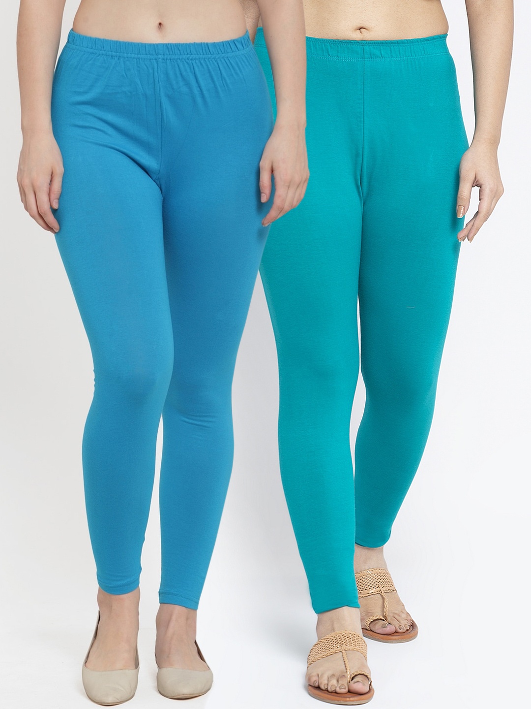 

GRACIT Women Pack of 2 Blue Solid Ankle Length Leggings