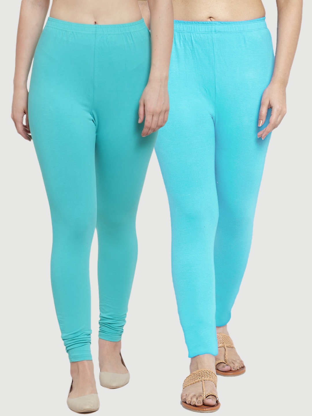 

GRACIT Women Pack of 2 Solid Ankle Length Leggings, Green