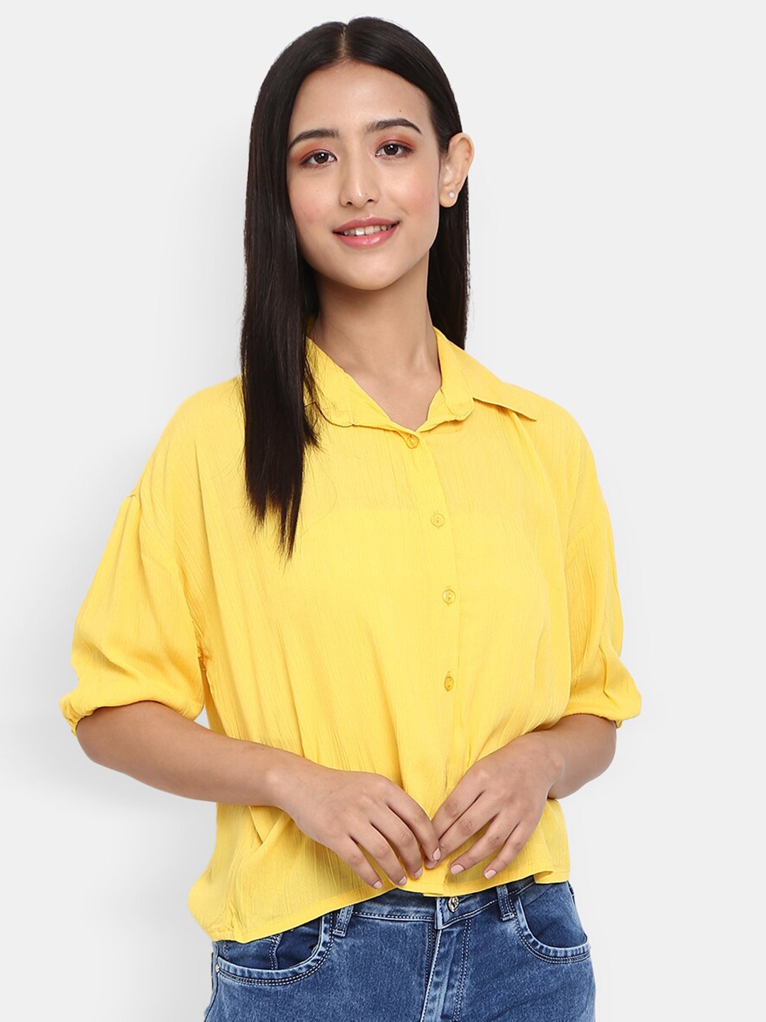 

V-Mart Women Yellow Classic Casual Shirt