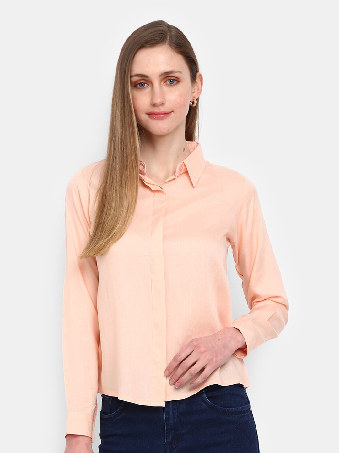 

V-Mart Women Peach-Coloured Classic Casual Shirt