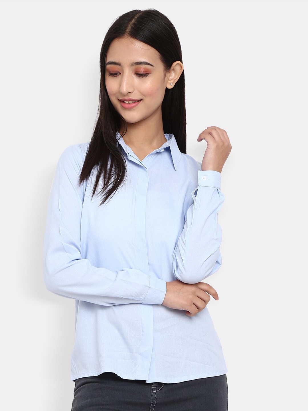 

V-Mart Women Blue Classic Casual Shirt