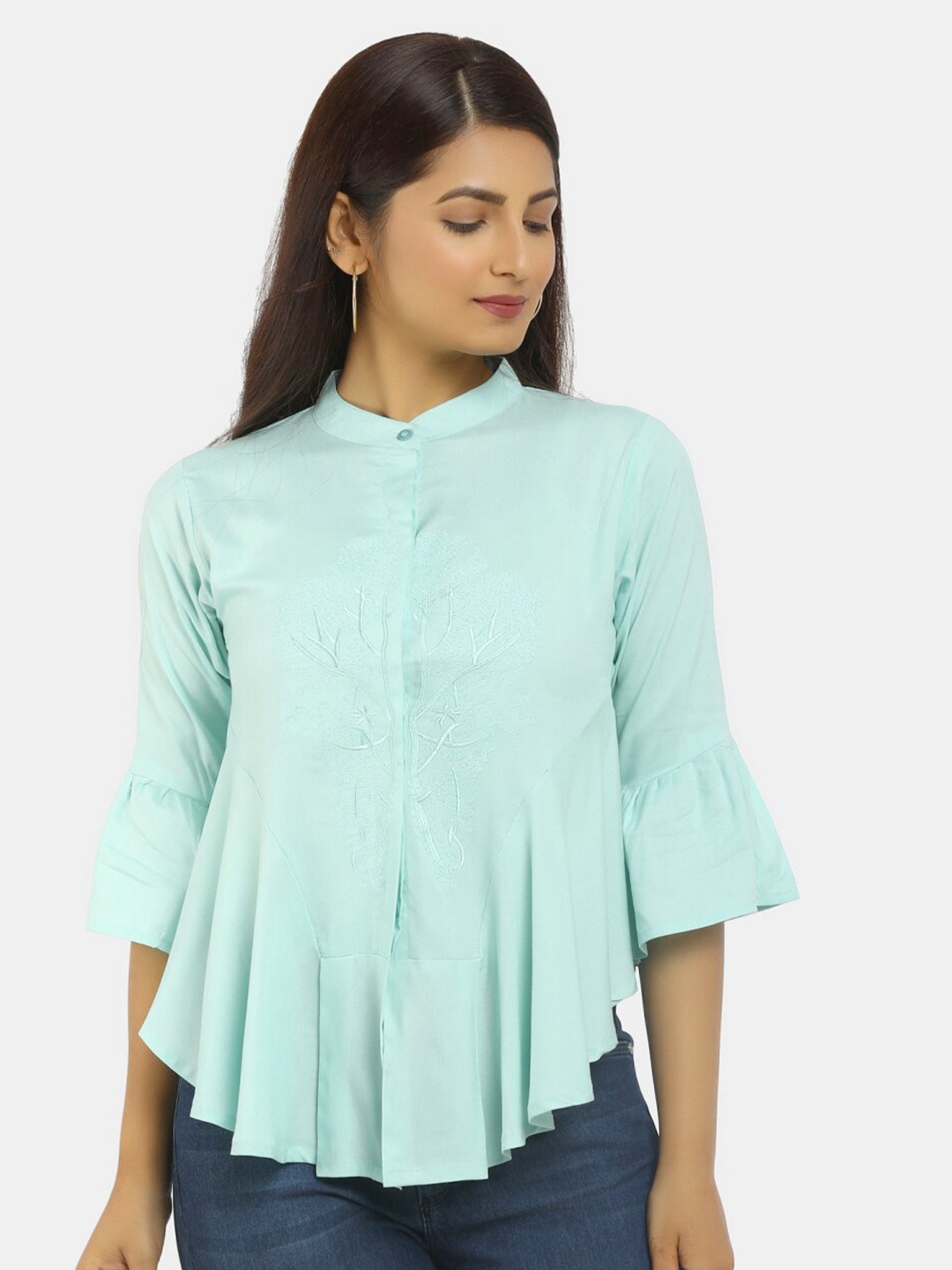 

V-Mart Women Sea Green Classic Casual Shirt