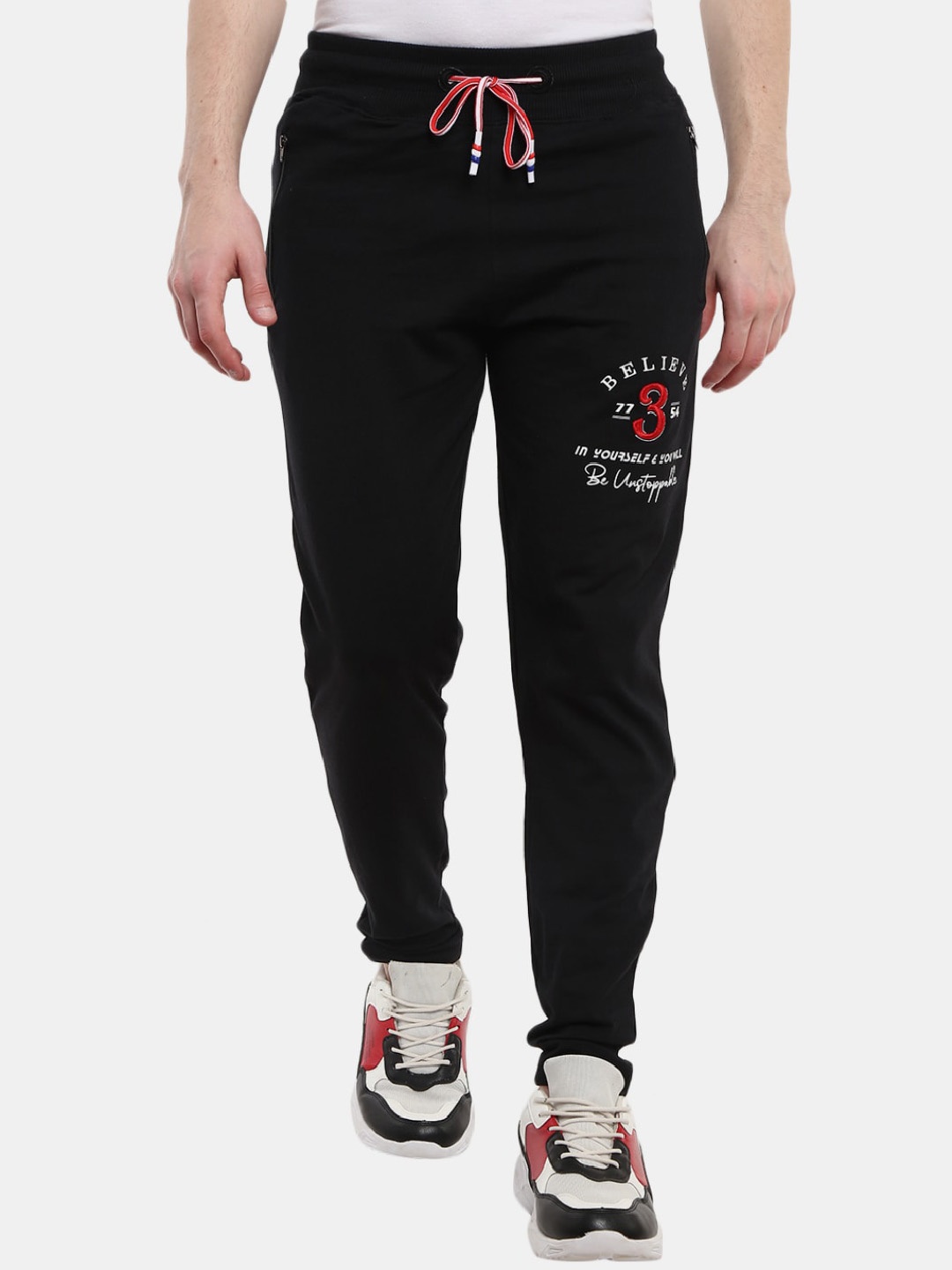 

V-Mart Men Black Solid Pure Cotton Track Pants