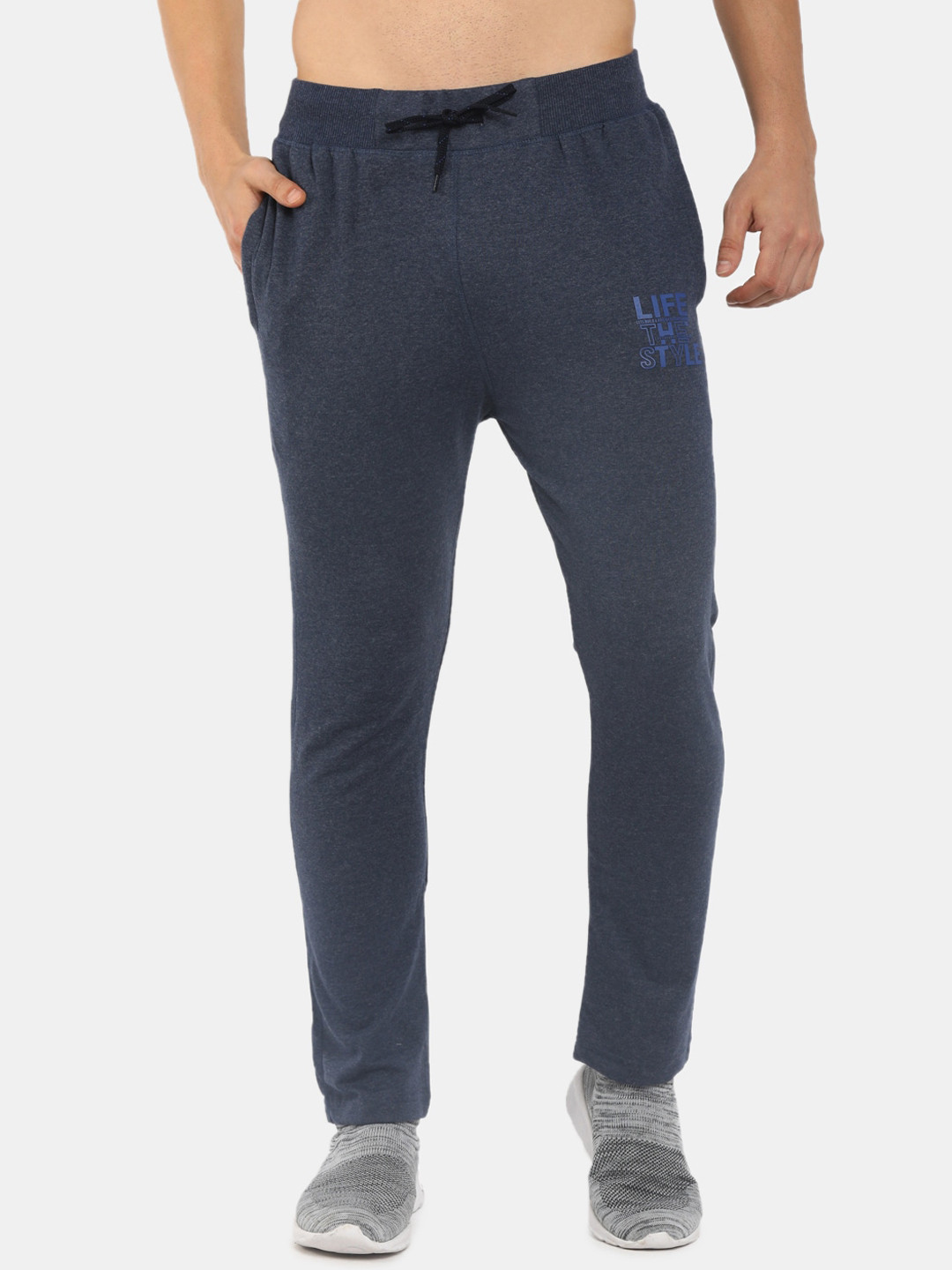 

V-Mart Men Navy Blue Solid Cotton Regular Track Pants