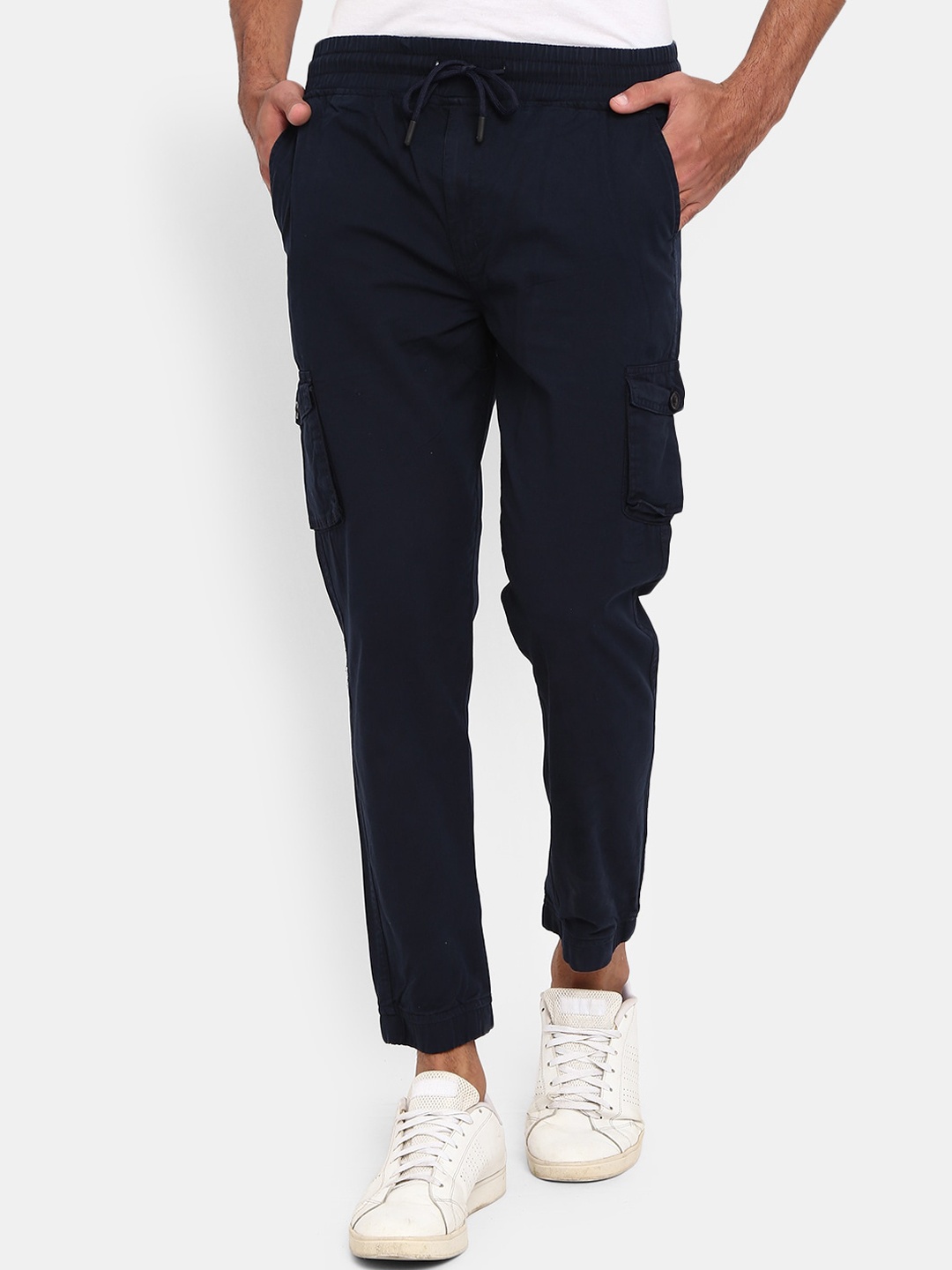 

V-Mart Men Navy Blue Solid Cotton Track Pants