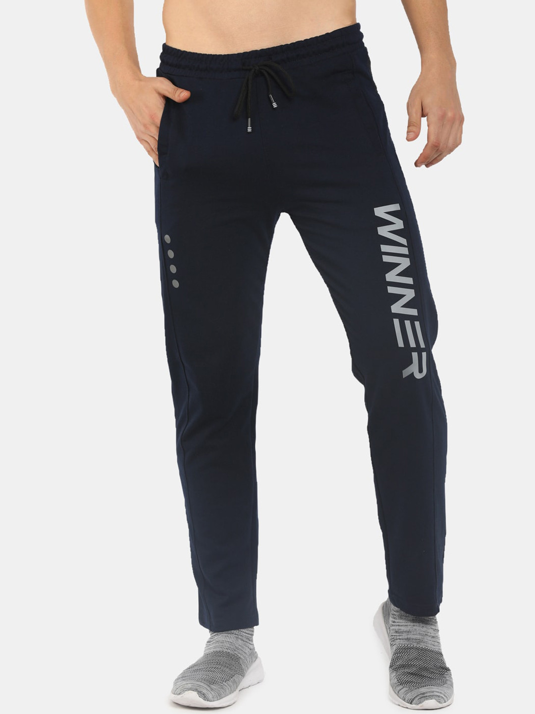 

V-Mart Men Navy Blue Typography Printed Track Pants