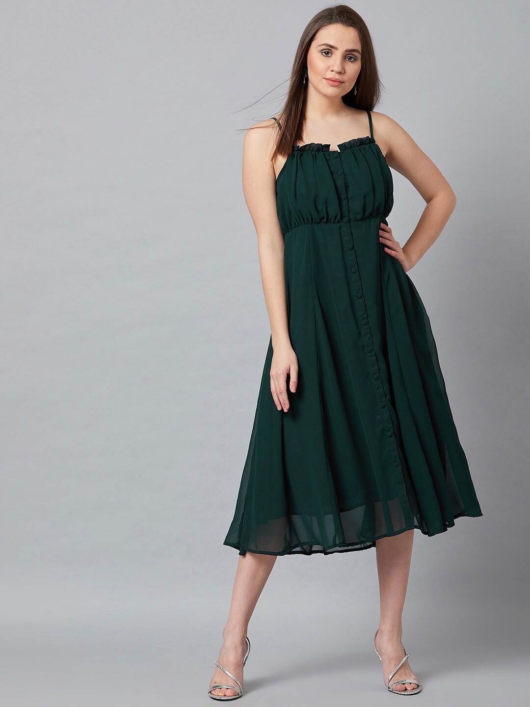 

PANIT Green Georgette Midi Dress