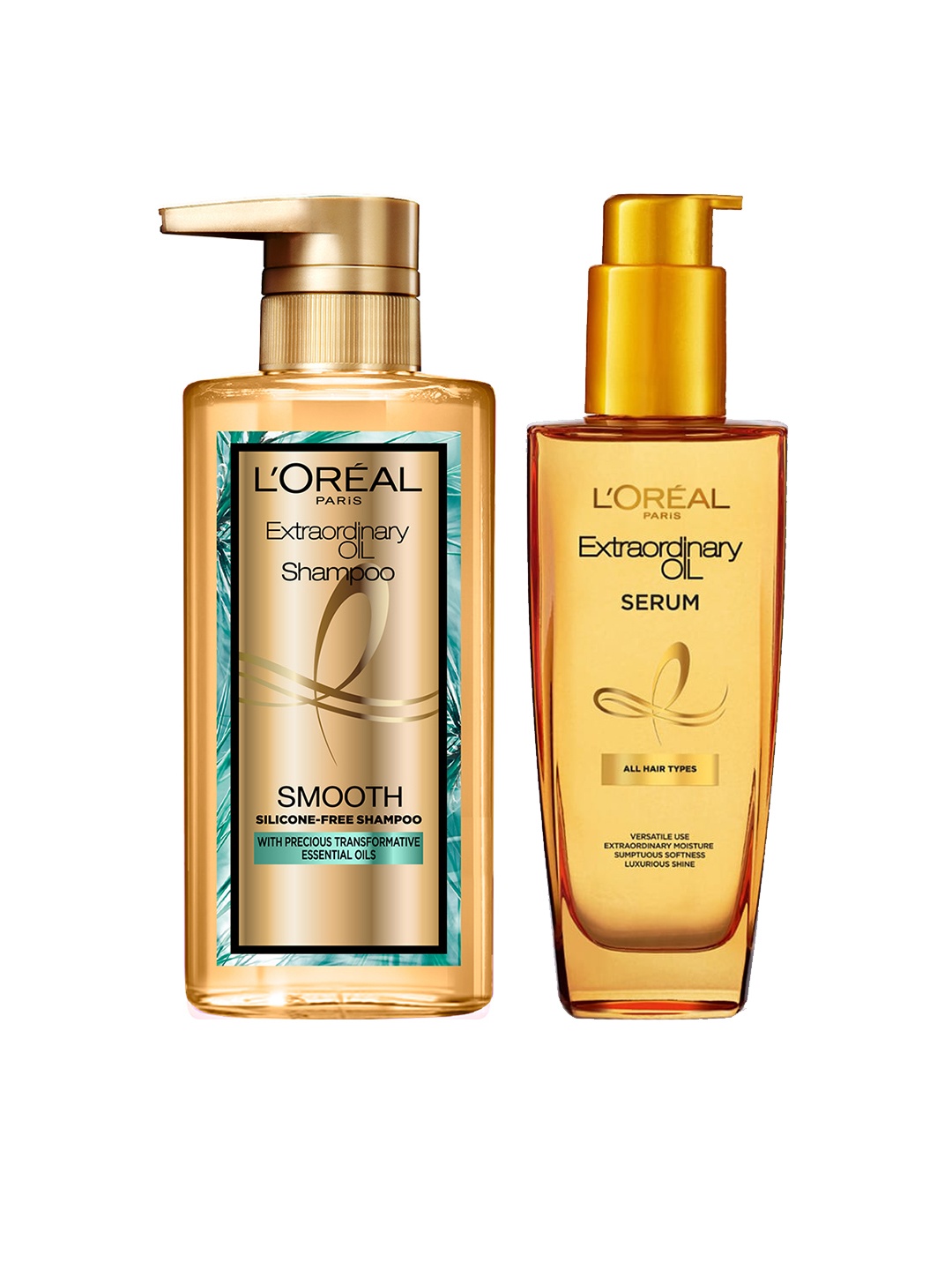 

LOreal Paris Combo of Extraordinary Oil Smooth Shampoo 440 ml & Serum 100 ml, Gold