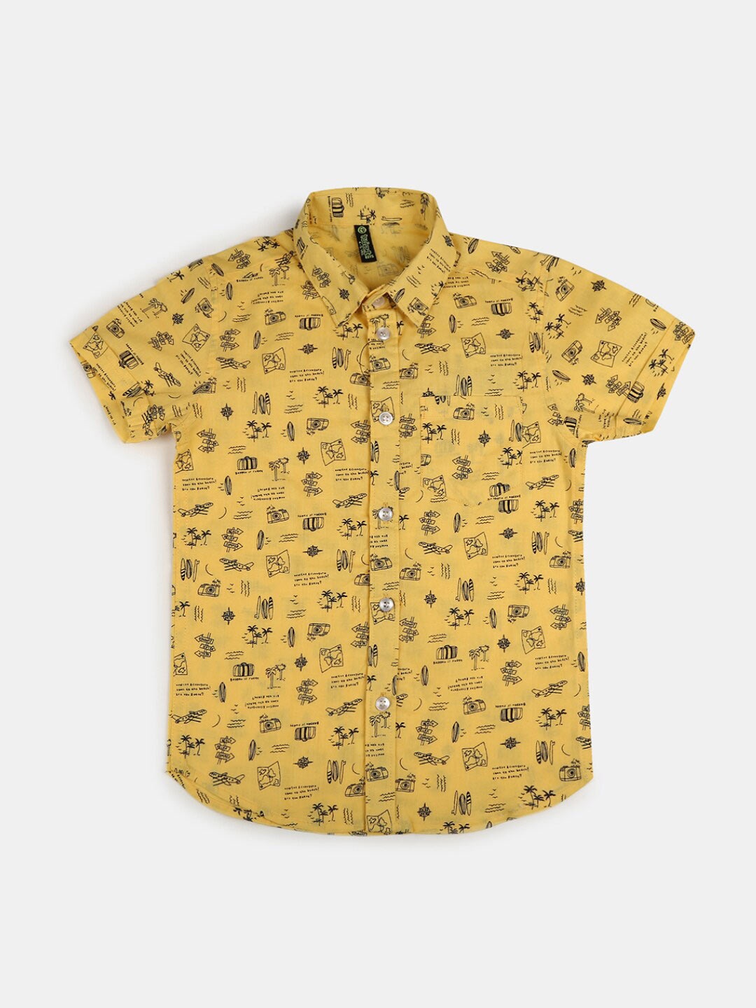 

V-Mart Boys Yellow Classic Printed Casual Shirt