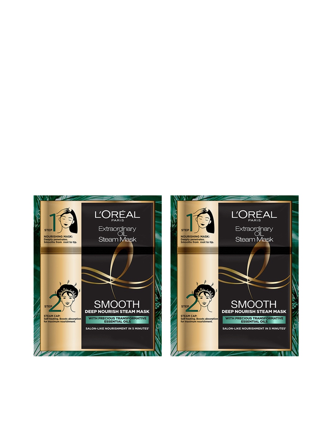 

LOreal Set of 2 Extraordinary Oil Smooth Steam Hair Mask for Smooth & Straight Hair, Black