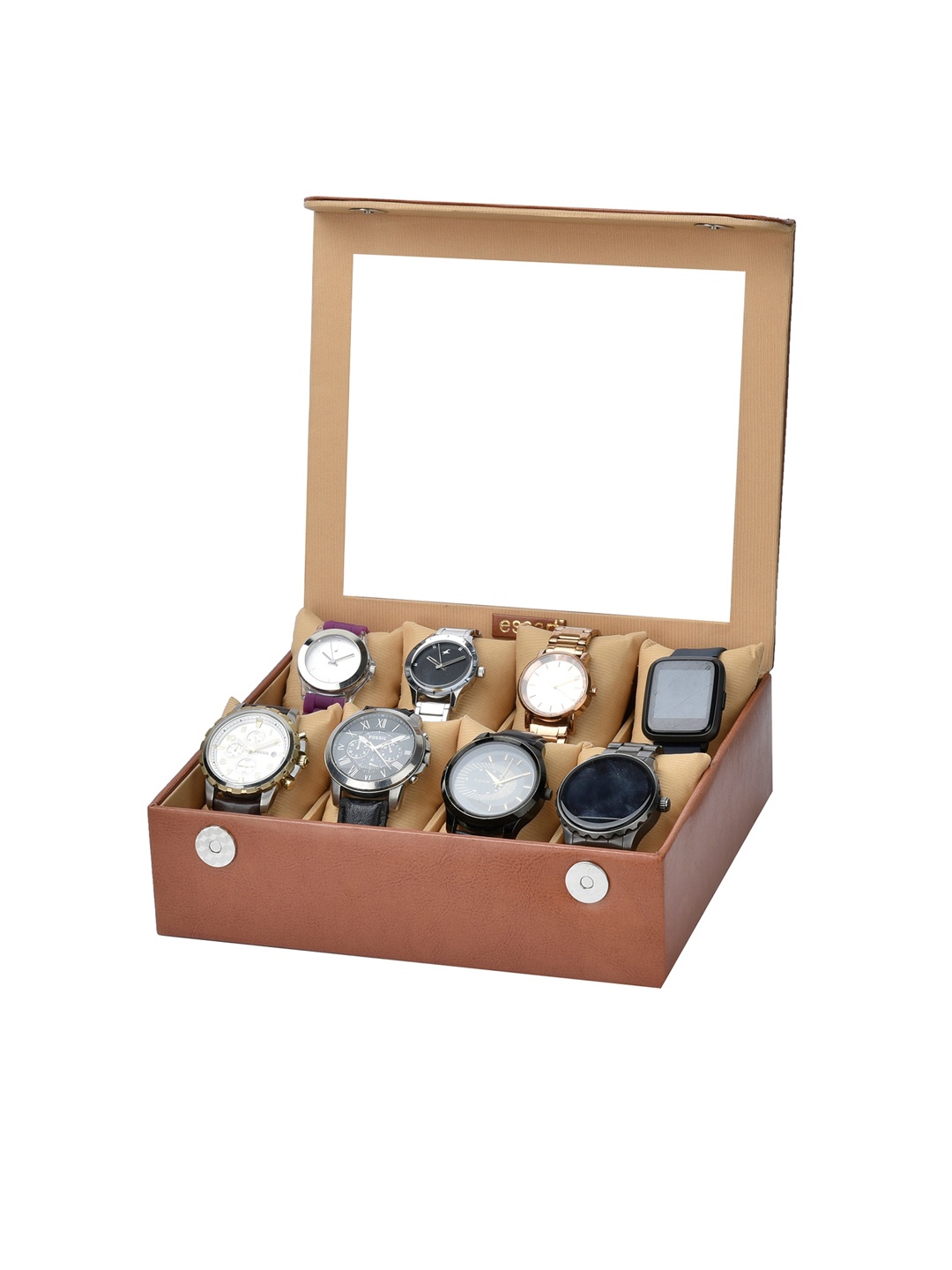 

essart Brown Solid 8 Slots Watch Organiser Box