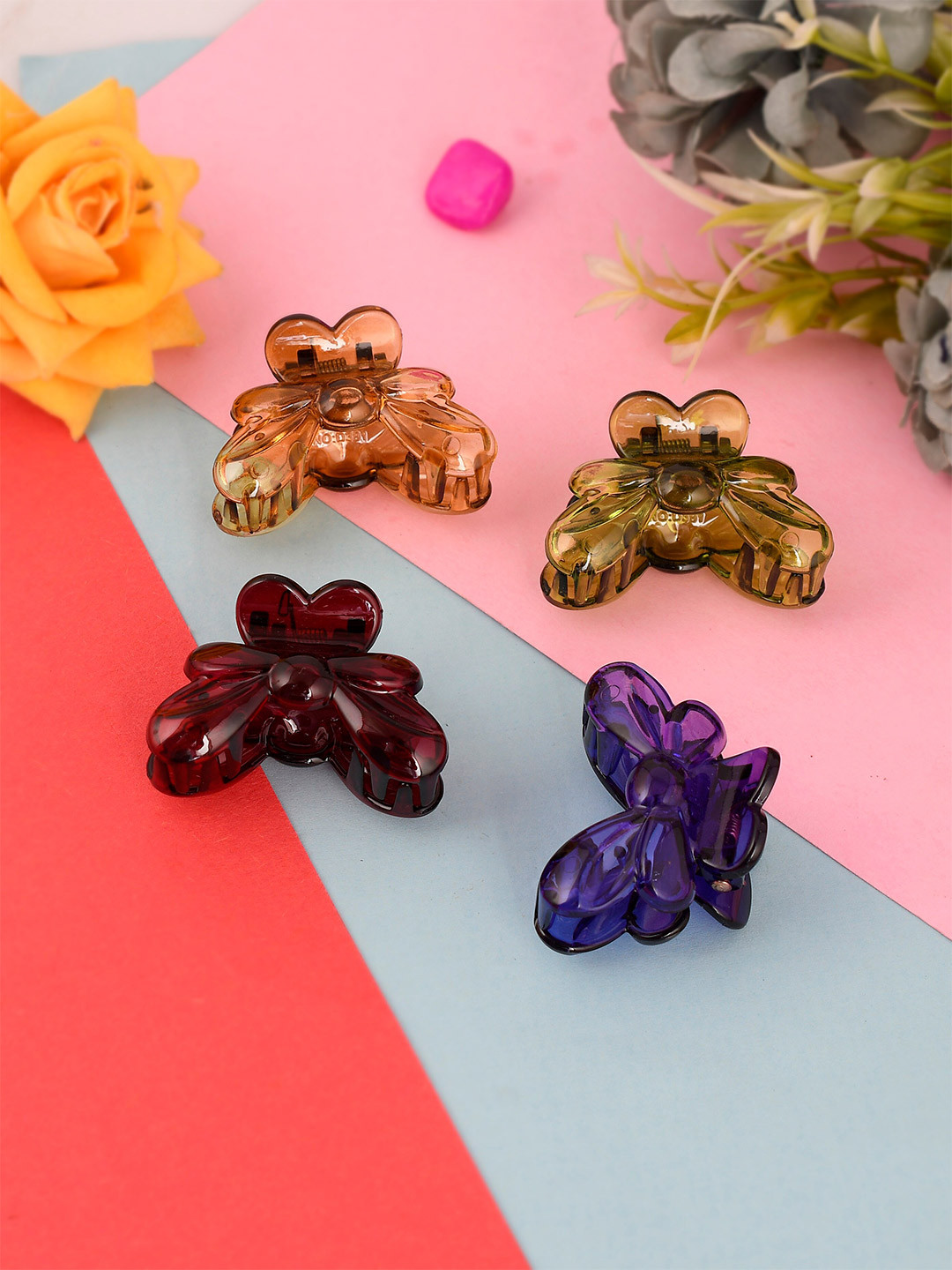 

Silvermerc Designs Women Purple & Gold-Toned Set of 4 Claw Clip