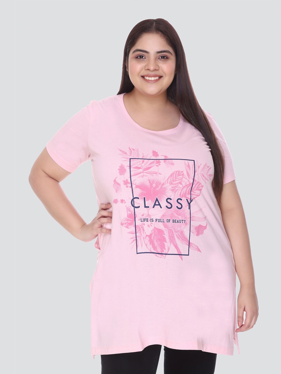 

CUPID Pink Cotton Long Top With Pocket
