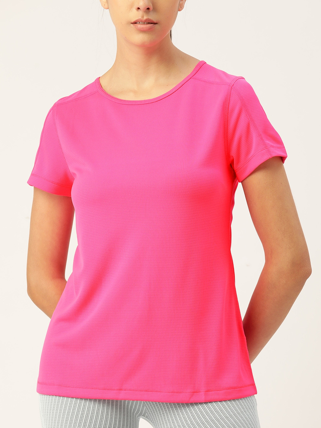 

Macy's Ideology Women Pink Perforated T-shirt