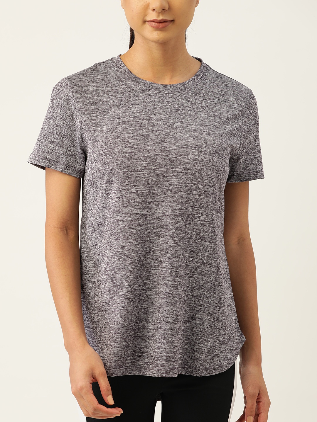 

Macy's Ideology Women Purple Melange Solid T-shirt