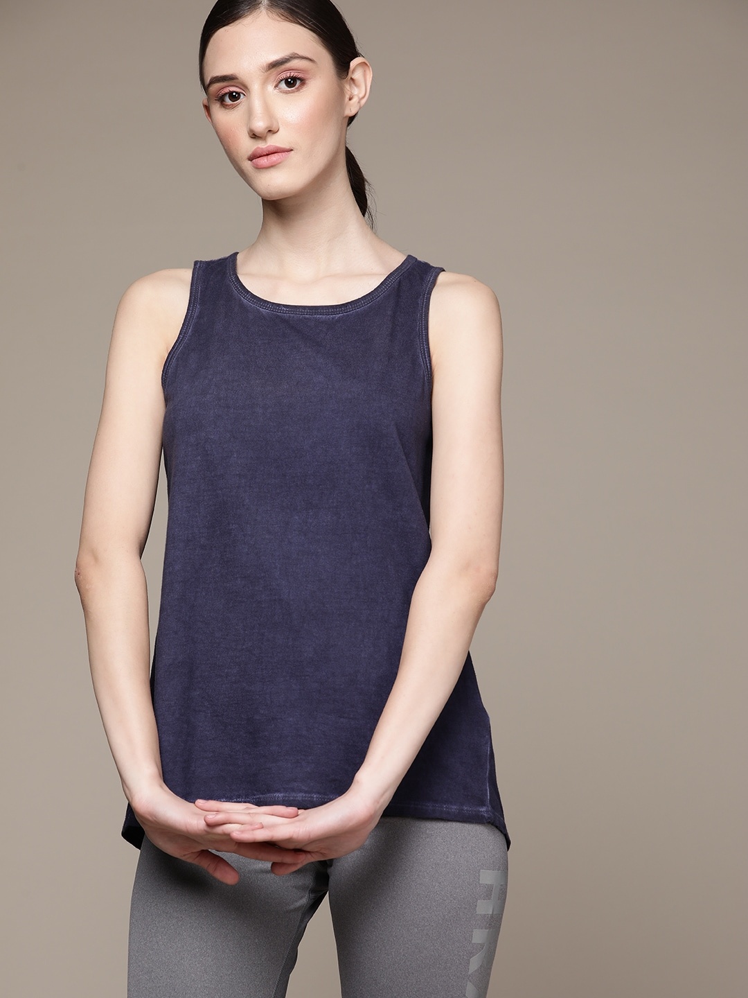 

Macy's Ideology Navy Blue Pure Cotton Styled Back Top