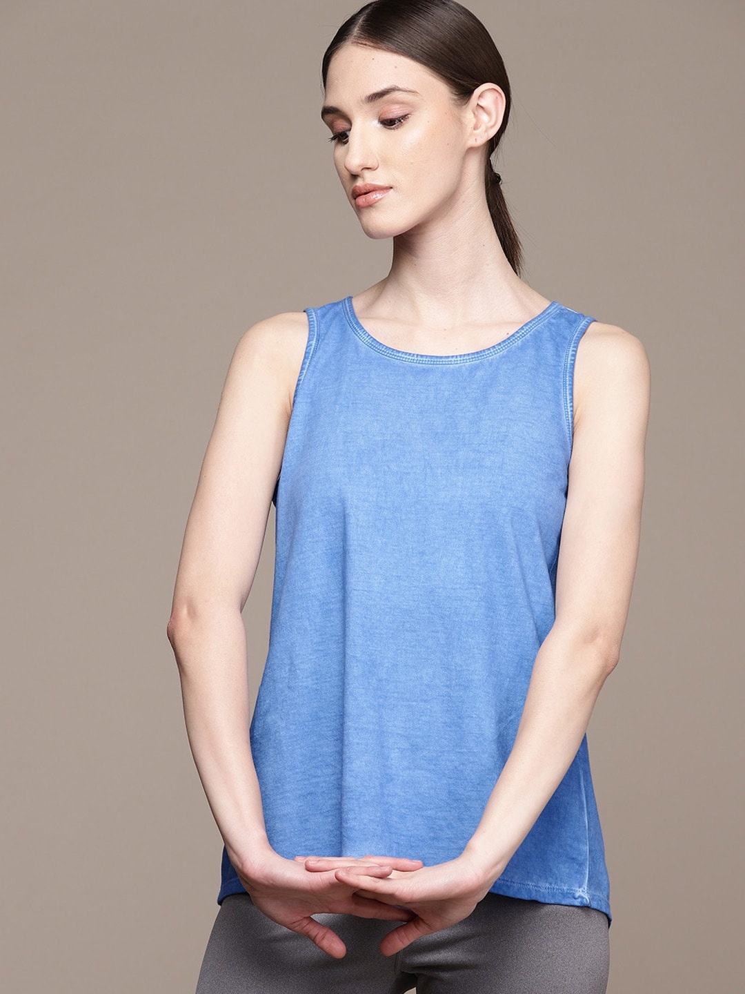 

Macy's Ideology Pure Cotton Styled Back Top, Blue