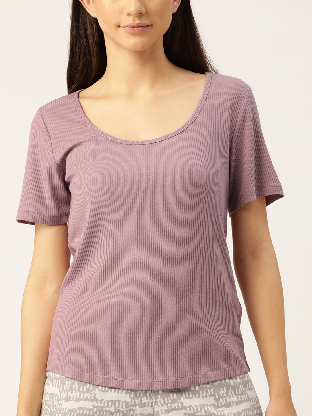 

Macy's Jenni Mauve Solid Ribbed Top