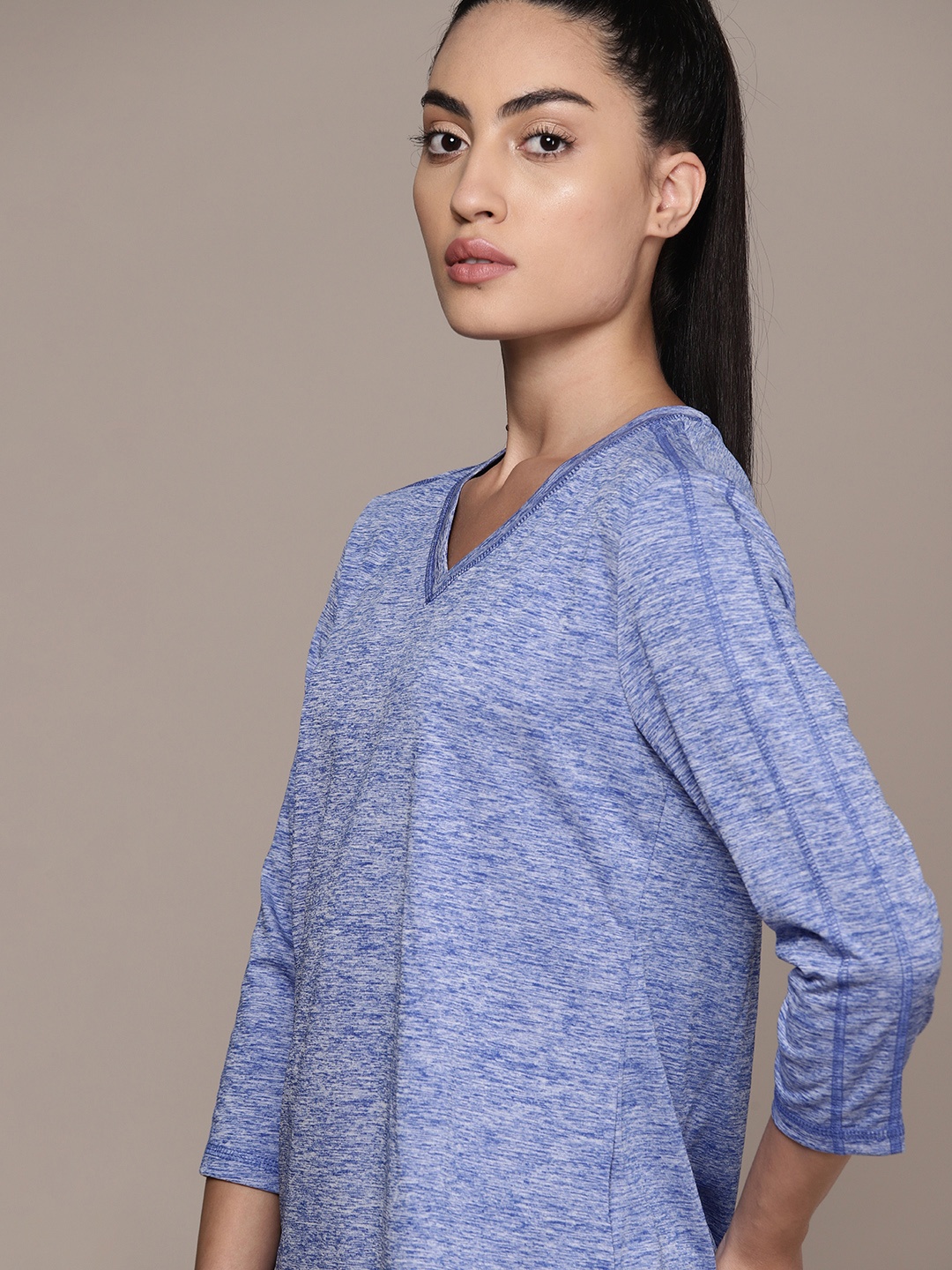 

Macy's Karen Scott Women Blue V-Neck T-shirt
