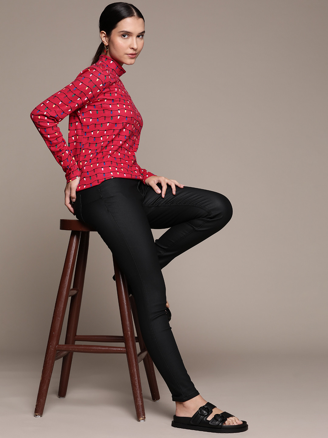 

Macy's Karen Scott Red & Black Abstract Printed Top