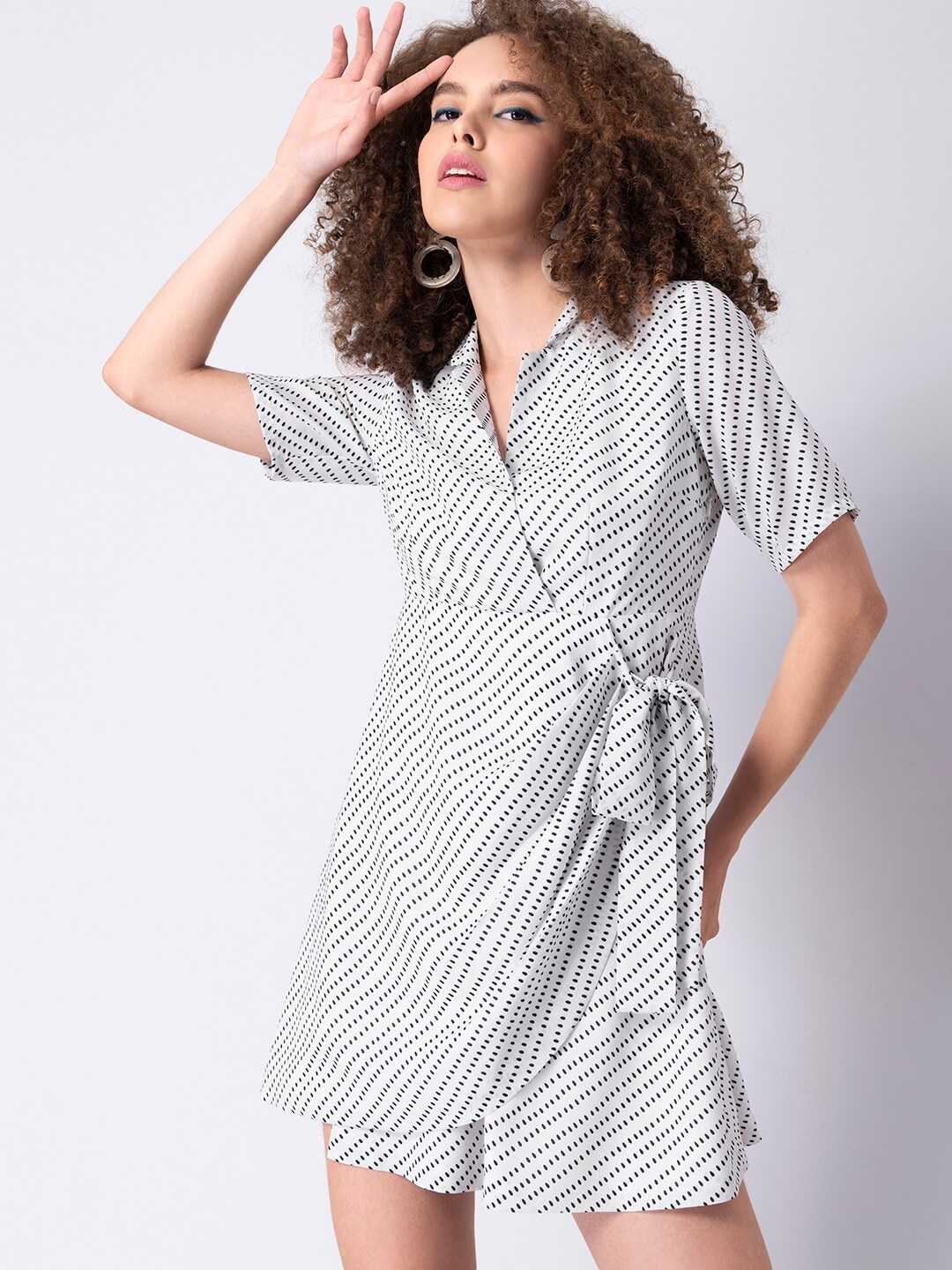 

FabAlley White Striped Dress