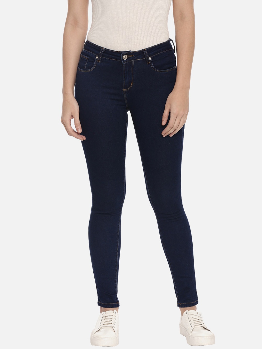 

R&B Women Blue Skinny Fit Clean Look Casual Jeans, Navy blue