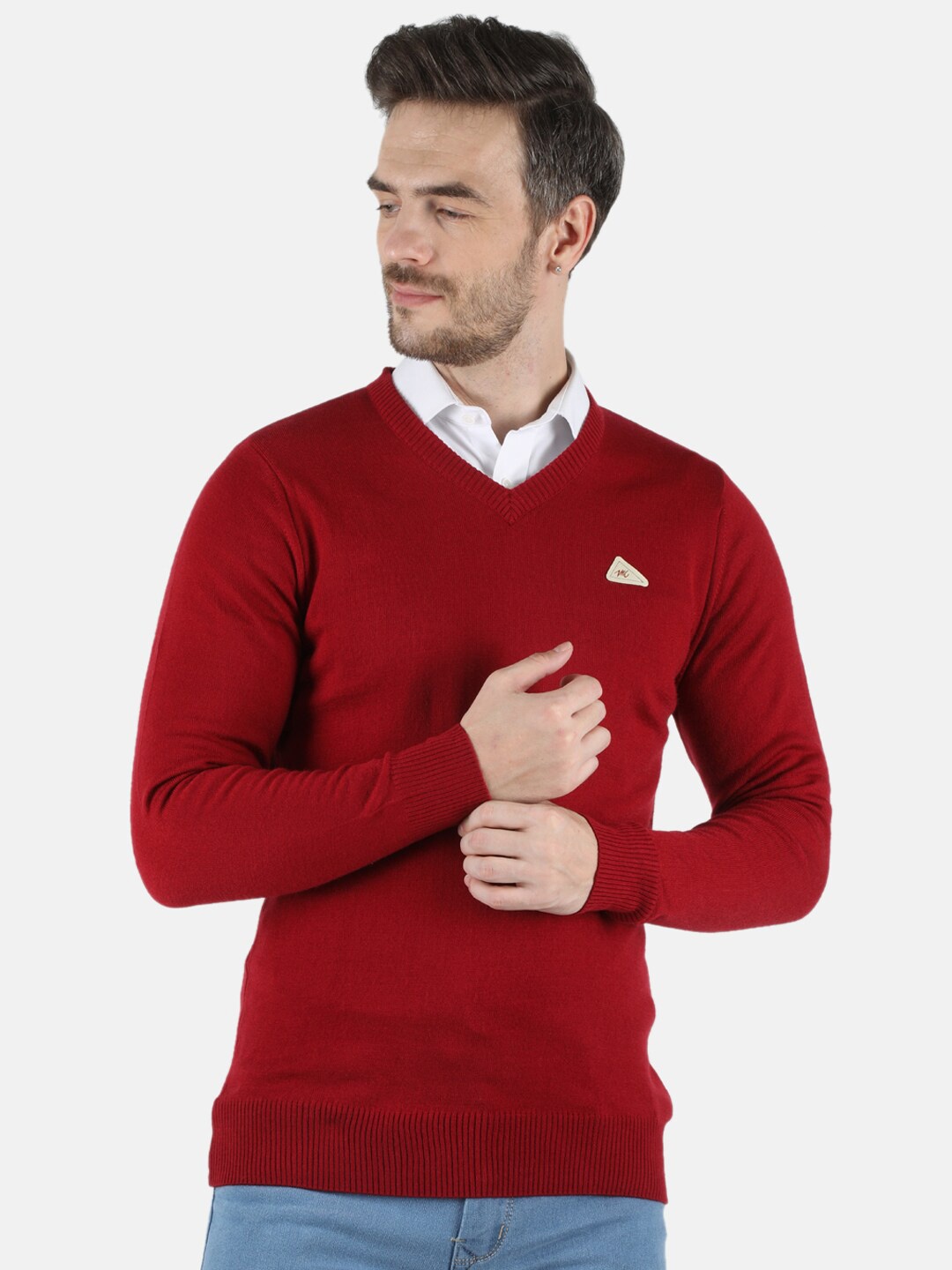 

Monte Carlo Men Maroon Solid Woolen Pullover