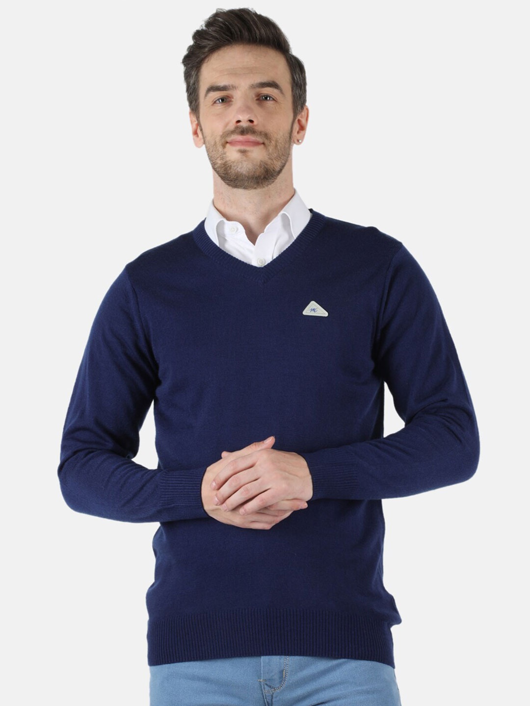 

Monte Carlo Men Blue Solid Woolen Pullover