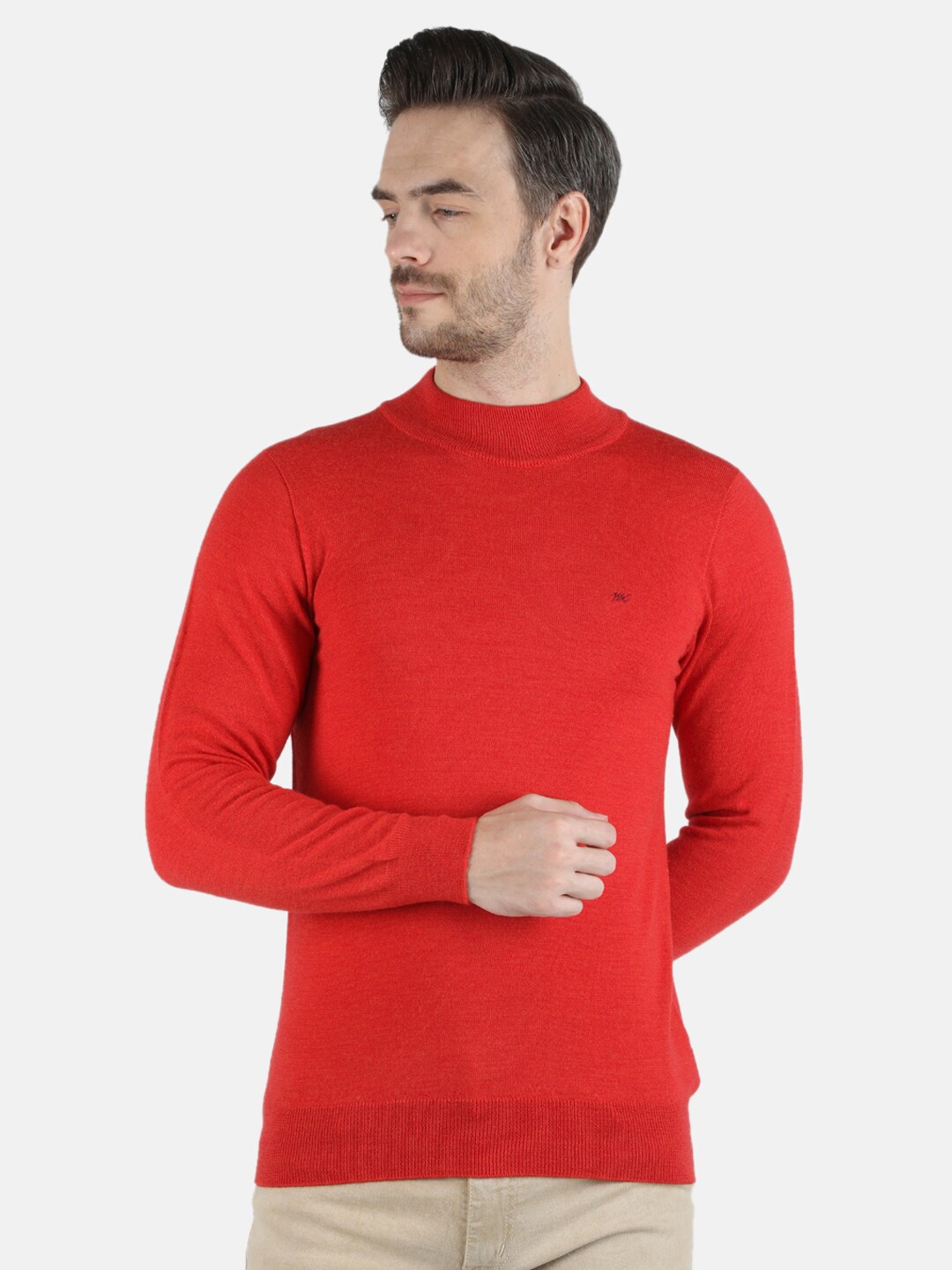 

Monte Carlo Men Red Solid T Neck Pullover